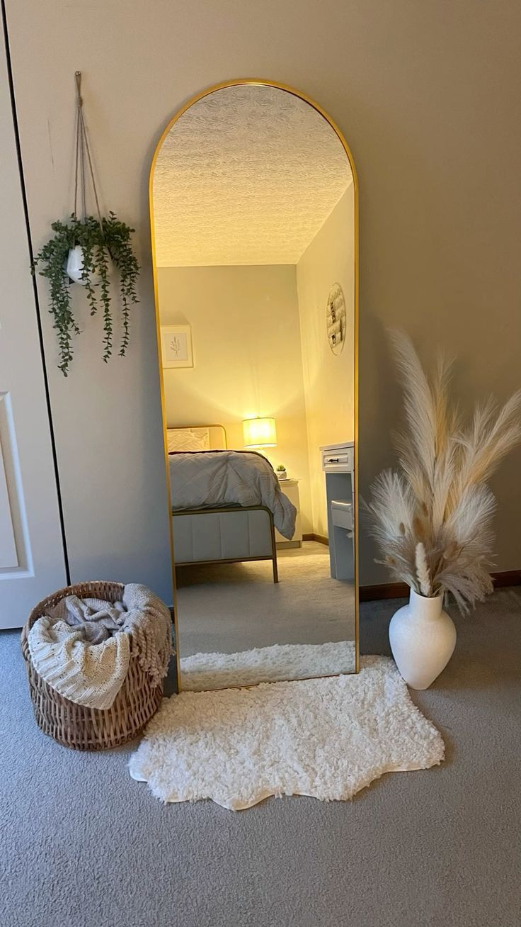 Full-Length Aesthetic Mirror – Minimalist Long Mirror for Pinterest-Inspired Rooms, Perfect for Bedrooms, Dressing Corners, and Modern Wall Decor Setups